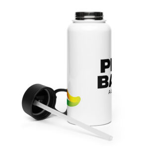 Stainless steel water bottle with a straw lid